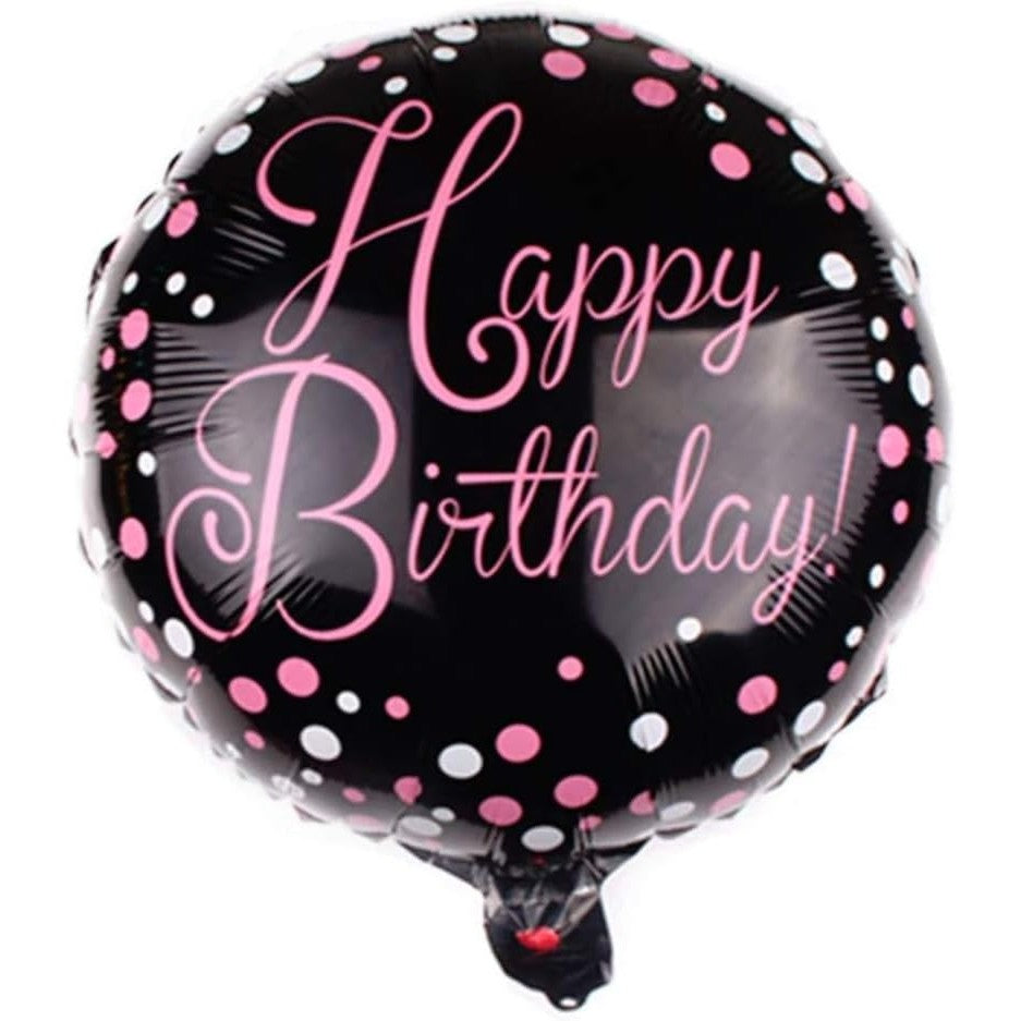 Balon din Folie Metalizata, Figurine, Model 2, Happy Birthday, Tematica Aniversare, 45 cm, Ambalaj Individual, Pai Inclus, Umflare cu Aer sau Heliu, Multicolor