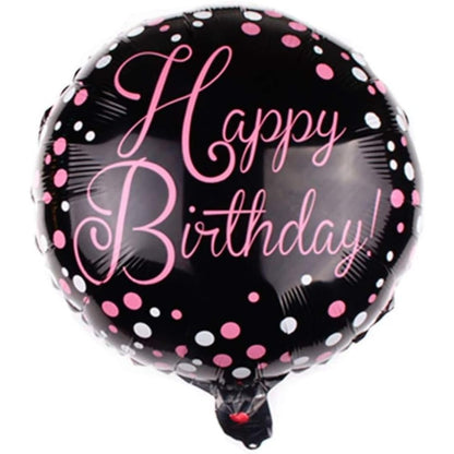 Balon din Folie Metalizata, Figurine, Model 2, Happy Birthday, Tematica Aniversare, 45 cm, Ambalaj Individual, Pai Inclus, Umflare cu Aer sau Heliu, Multicolor