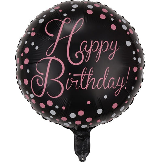Balon din Folie Metalizata, Figurine, Model 2, Happy Birthday, Tematica Aniversare, 45 cm, Ambalaj Individual, Pai Inclus, Umflare cu Aer sau Heliu, Multicolor