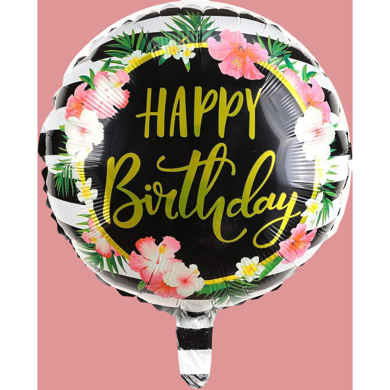 Balon din Folie Metalizata, Figurine, Model 4, Happy Birthday, Tematica Aniversare, 45 cm, Ambalaj Individual, Pai Inclus, Umflare cu Aer sau Heliu, Multicolor