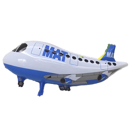Balon din Folie Metalizata, Figurina Avion, Tema Aeronava, 44x82.5 cm, Ambalaj Individual, Pai Inclus, Umflare cu Aer sau Heliu, Alb