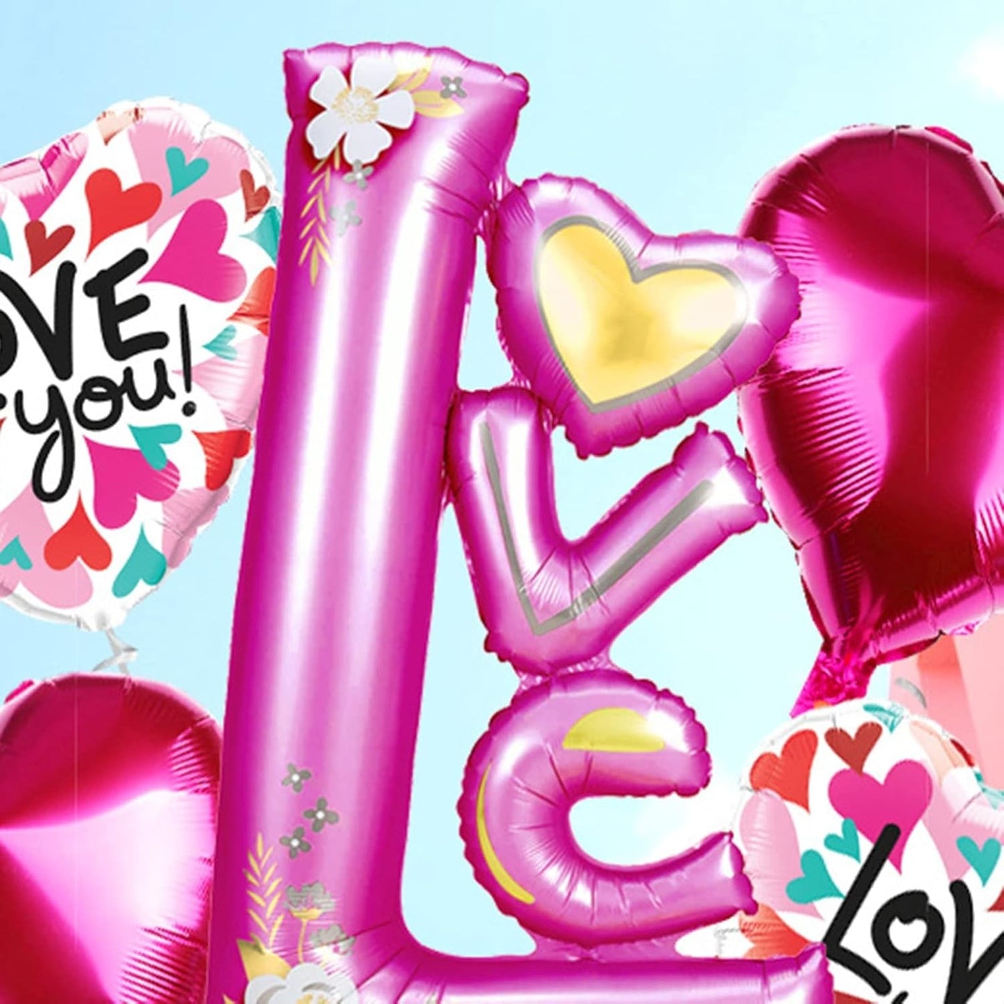 Balon din Folie Metalizata, Figurine, Model LOVE, Tematica Iubire, 110x64 cm, Ambalaj Individual, Pai Inclus, Umflare cu Aer sau Heliu, Mov