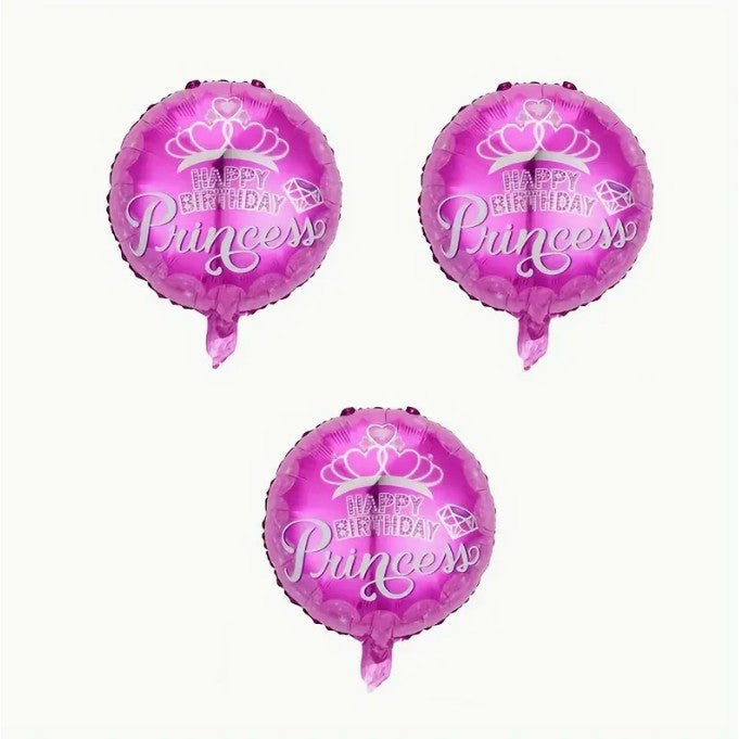 Balon din Folie Metalizata, Figurine, Model Princess, Happy Birthday, Tematica Aniversare, 45 cm, Ambalaj Individual, Pai Inclus, Umflare cu Aer sau Heliu, Multicolor
