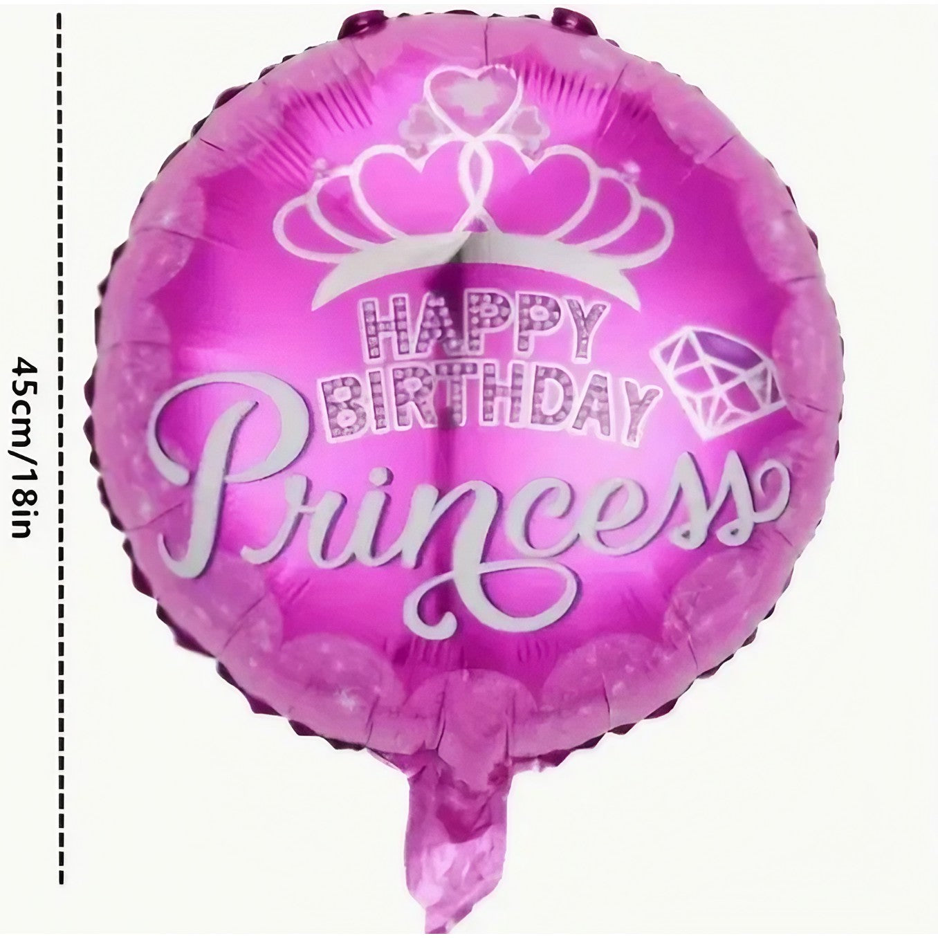 Balon din Folie Metalizata, Figurine, Model Princess, Happy Birthday, Tematica Aniversare, 45 cm, Ambalaj Individual, Pai Inclus, Umflare cu Aer sau Heliu, Multicolor