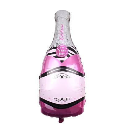Balon din Folie Metalizata, Figurine, Model Sticla de Sampanie, 49x100 cm, Ambalaj Individual, Pai Inclus, Umflare cu Aer sau Heliu, Mov