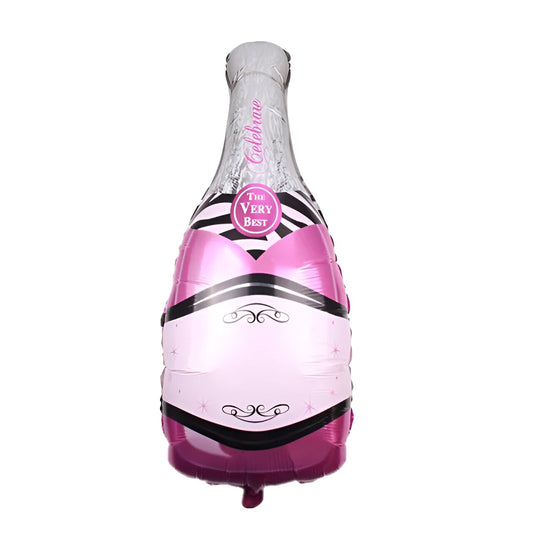 Balon din Folie Metalizata, Figurine, Model Sticla de Sampanie, 49x100 cm, Ambalaj Individual, Pai Inclus, Umflare cu Aer sau Heliu, Mov