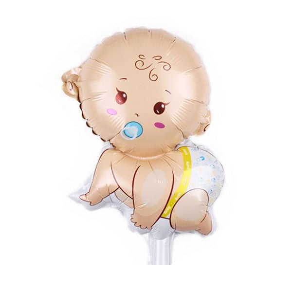 Balon din Folie Metalizata, Mini Figurina, Model Bebelus Baietel, Tematica Gender Reveal, 45x25 cm, Ambalaj Individual, Pai Inclus, Umflare cu Aer sau Heliu, Multicolor