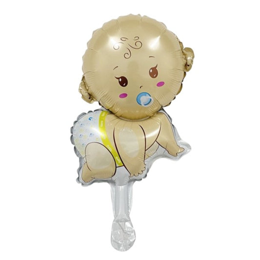 Balon din Folie Metalizata, Mini Figurina, Model Bebelus Baietel, Tematica Gender Reveal, 45x25 cm, Ambalaj Individual, Pai Inclus, Umflare cu Aer sau Heliu, Multicolor