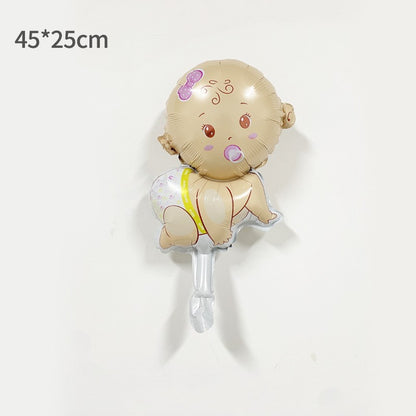 Balon din Folie Metalizata, Mini Figurina, Model Bebelus Fetita, Tematica Gender Reveal, 45x25 cm, Ambalaj Individual, Pai Inclus, Umflare cu Aer sau Heliu, Multicolor
