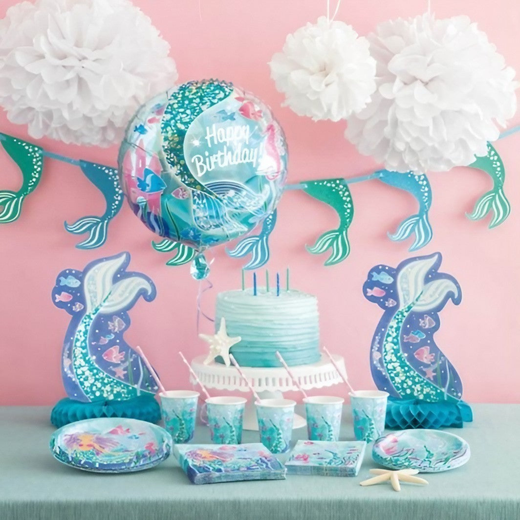 Balon din Folie Metalizata, Mini Figurina Rotunda, Model Caluti de Mare, Happy Birthday, Tematica Aniversare, 45 cm, Ambalaj Individual, Pai Inclus, Umflare cu Aer sau Heliu, Multicolor