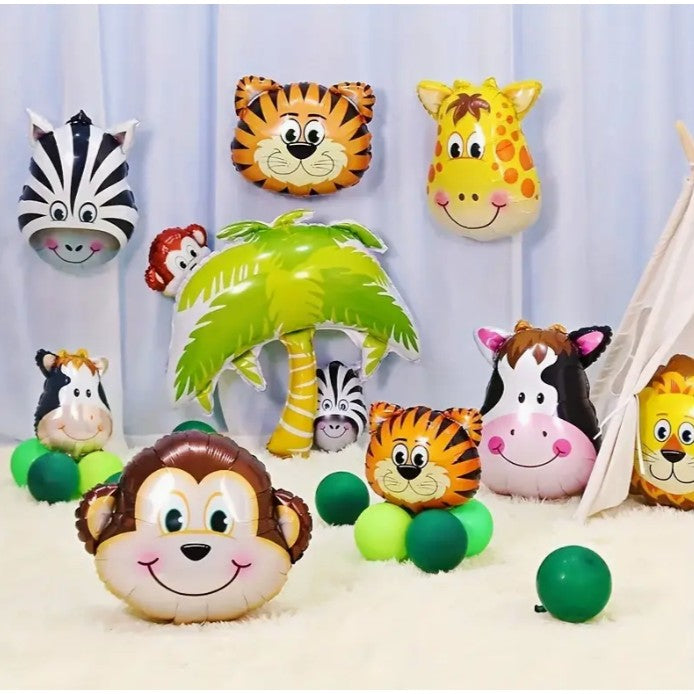 Balon din Folie Metalizata, Mini Figurine Animalute, Model Girafa, Tematica Aniversare, 32x45 cm, Ambalaj Individual, Pai Inclus, Umflare cu Aer sau Heliu, Multicolor