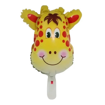 Balon din Folie Metalizata, Mini Figurine Animalute, Model Girafa, Tematica Aniversare, 32x45 cm, Ambalaj Individual, Pai Inclus, Umflare cu Aer sau Heliu, Multicolor
