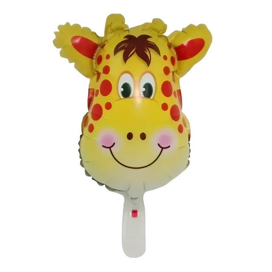 Balon din Folie Metalizata, Mini Figurine Animalute, Model Girafa, Tematica Aniversare, 32x45 cm, Ambalaj Individual, Pai Inclus, Umflare cu Aer sau Heliu, Multicolor