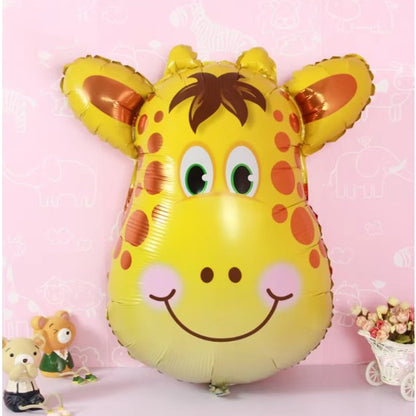 Balon din Folie Metalizata, Mini Figurine Animalute, Model Girafa, Tematica Aniversare, 32x45 cm, Ambalaj Individual, Pai Inclus, Umflare cu Aer sau Heliu, Multicolor