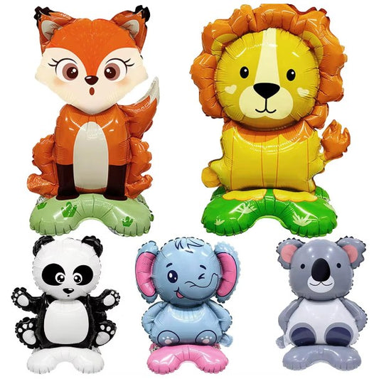 Balon din Folie Metalizata, Mini Figurine Animalute, Model Koala, Tematica Aniversare, 38x58 cm, Ambalaj Individual, Pai Inclus, Umflare cu Aer sau Heliu, Multicolor