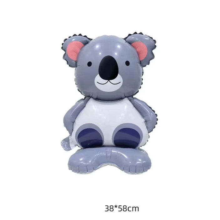 Balon din Folie Metalizata, Mini Figurine Animalute, Model Koala, Tematica Aniversare, 38x58 cm, Ambalaj Individual, Pai Inclus, Umflare cu Aer sau Heliu, Multicolor