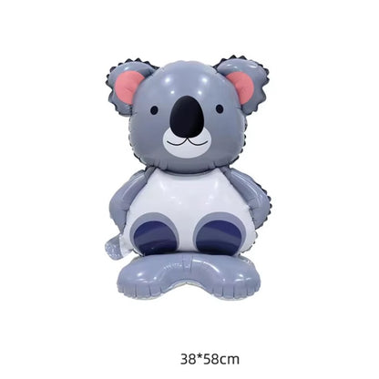 Balon din Folie Metalizata, Mini Figurine Animalute, Model Koala, Tematica Aniversare, 38x58 cm, Ambalaj Individual, Pai Inclus, Umflare cu Aer sau Heliu, Multicolor