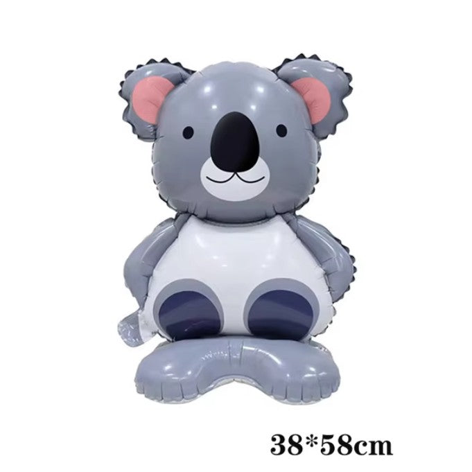 Balon din Folie Metalizata, Mini Figurine Animalute, Model Koala, Tematica Aniversare, 38x58 cm, Ambalaj Individual, Pai Inclus, Umflare cu Aer sau Heliu, Multicolor