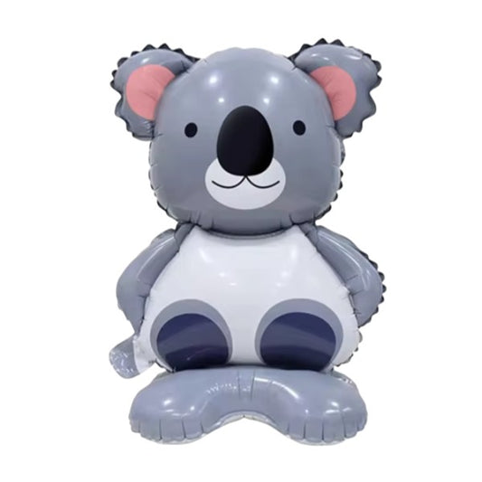 Balon din Folie Metalizata, Mini Figurine Animalute, Model Koala, Tematica Aniversare, 38x58 cm, Ambalaj Individual, Pai Inclus, Umflare cu Aer sau Heliu, Multicolor