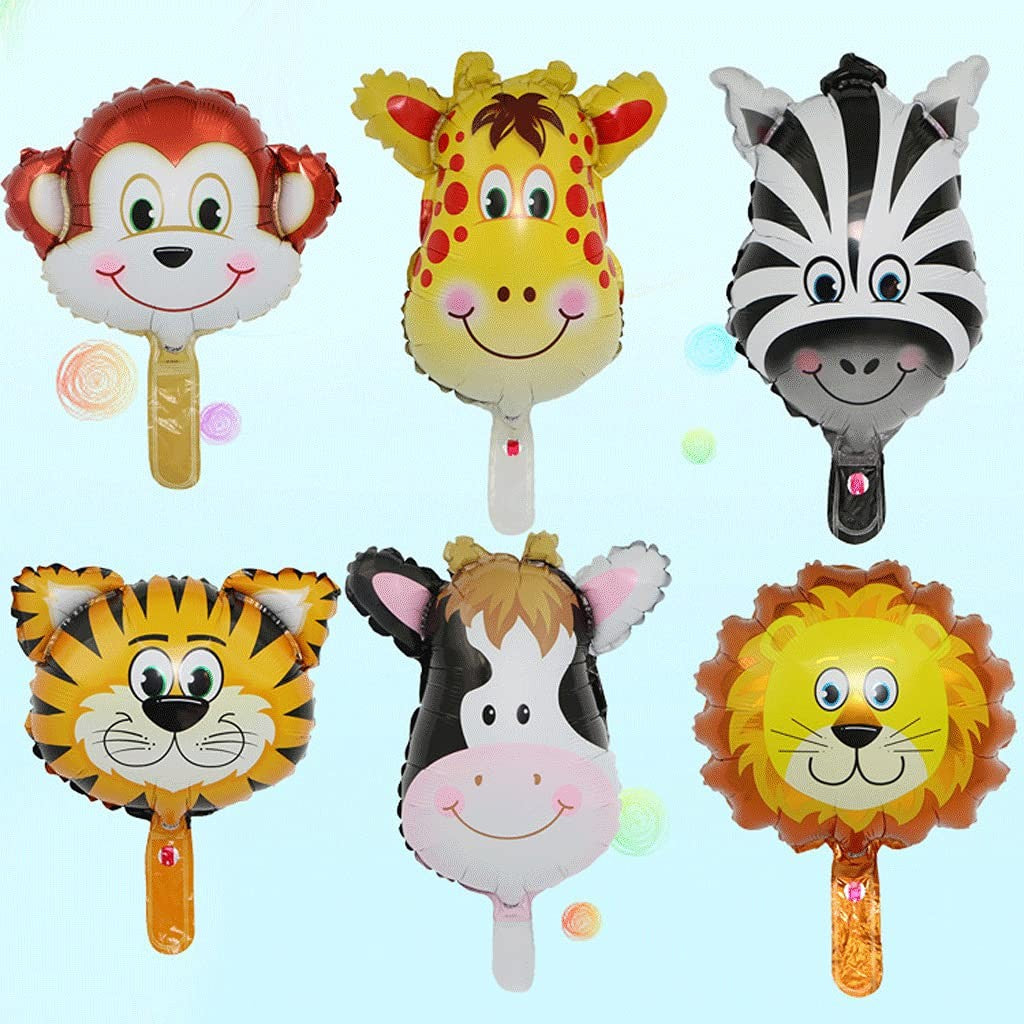Balon din Folie Metalizata, Mini Figurine Animalute, Model Leu, Tematica Aniversare, 34x43 cm, Ambalaj Individual, Pai Inclus, Umflare cu Aer sau Heliu, Multicolor