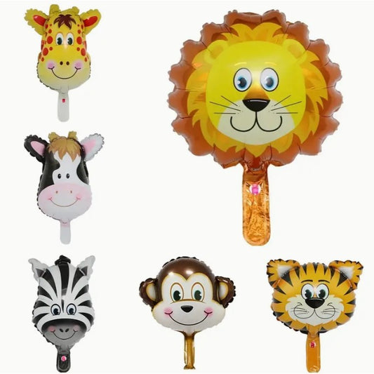 Balon din Folie Metalizata, Mini Figurine Animalute, Model Maimutica, Tematica Aniversare, 42x42 cm, Ambalaj Individual, Pai Inclus, Umflare cu Aer sau Heliu, Multicolor