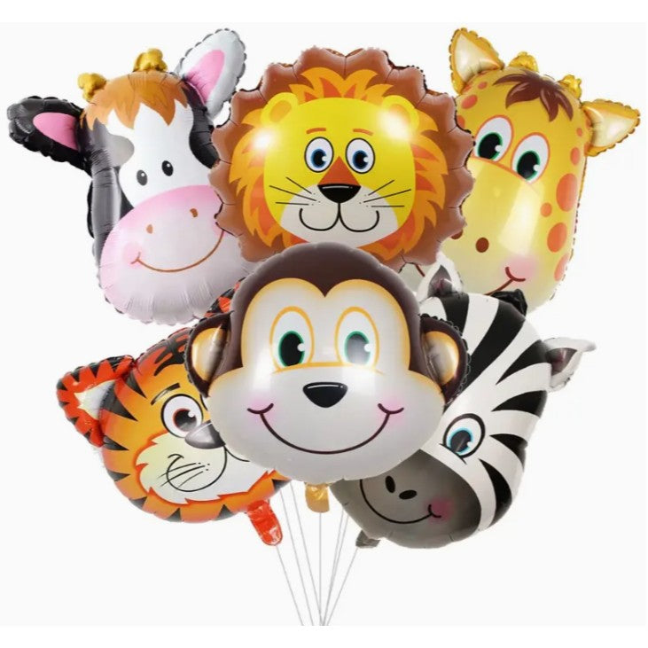Balon din Folie Metalizata, Mini Figurine Animalute, Model Maimutica, Tematica Aniversare, 42x42 cm, Ambalaj Individual, Pai Inclus, Umflare cu Aer sau Heliu, Multicolor
