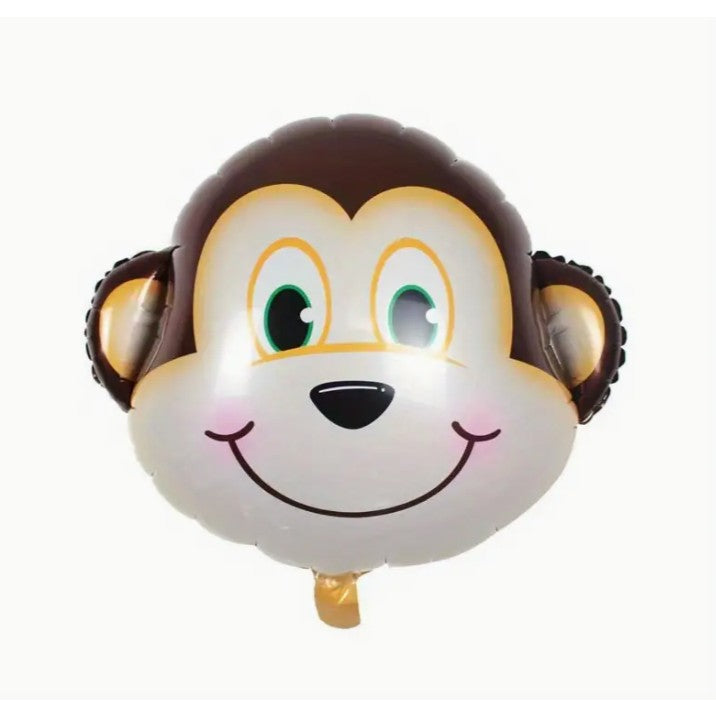 Balon din Folie Metalizata, Mini Figurine Animalute, Model Maimutica, Tematica Aniversare, 42x42 cm, Ambalaj Individual, Pai Inclus, Umflare cu Aer sau Heliu, Multicolor