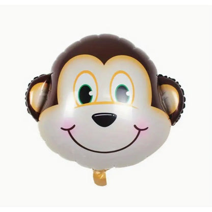 Balon din Folie Metalizata, Mini Figurine Animalute, Model Maimutica, Tematica Aniversare, 42x42 cm, Ambalaj Individual, Pai Inclus, Umflare cu Aer sau Heliu, Multicolor