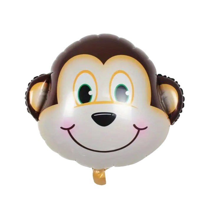 Balon din Folie Metalizata, Mini Figurine Animalute, Model Maimutica, Tematica Aniversare, 42x42 cm, Ambalaj Individual, Pai Inclus, Umflare cu Aer sau Heliu, Multicolor