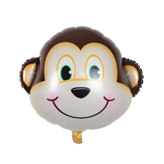 Balon din Folie Metalizata, Mini Figurine Animalute, Model Maimutica, Tematica Aniversare, 42x42 cm, Ambalaj Individual, Pai Inclus, Umflare cu Aer sau Heliu, Multicolor