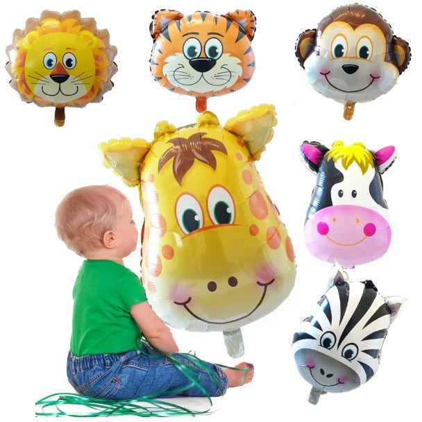 Balon din Folie Metalizata, Mini Figurine Animalute, Model Maimutica, Tematica Aniversare, 42x42 cm, Ambalaj Individual, Pai Inclus, Umflare cu Aer sau Heliu, Multicolor