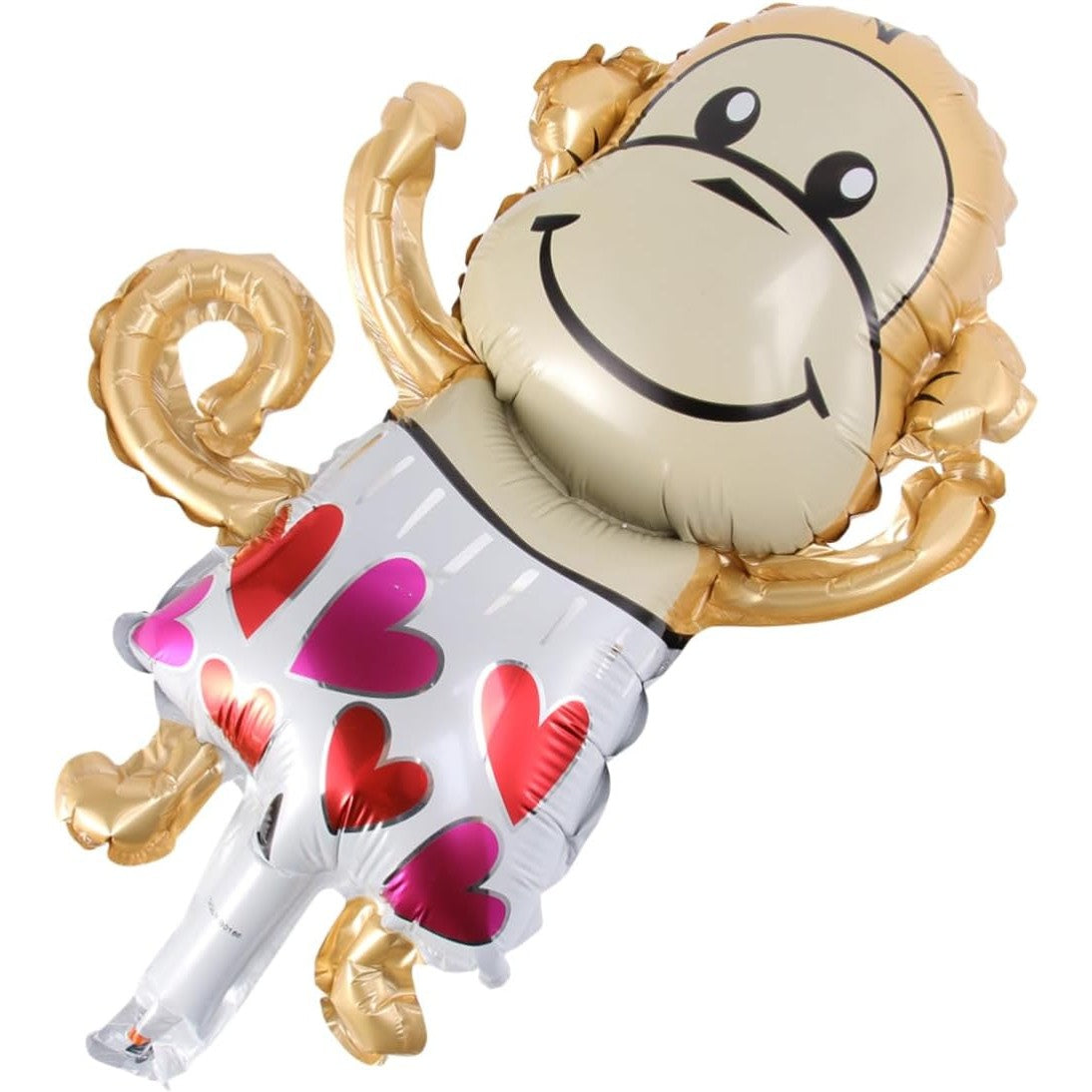 Balon din Folie Metalizata, Mini Figurine Animalute, Model Maimutica, Tematica Aniversare, 45x28 cm, Ambalaj Individual, Pai Inclus, Umflare cu Aer sau Heliu, Multicolor