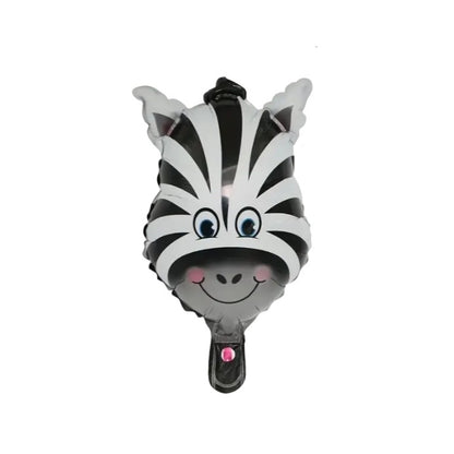 Balon din Folie Metalizata, Mini Figurine Animalute, Model Zebra, Tematica Aniversare, 25x45 cm, Ambalaj Individual, Pai Inclus, Umflare cu Aer sau Heliu, Multicolor