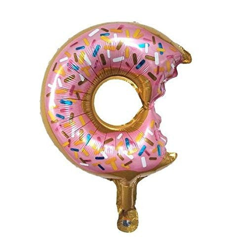 Balon din Folie Metalizata, Mini Figurine Dulciuri, Model Gogoasa Muscata, Tematica Aniversare, 45x25 cm, Ambalaj Individual, Pai Inclus, Umflare cu Aer sau Heliu, Multicolor