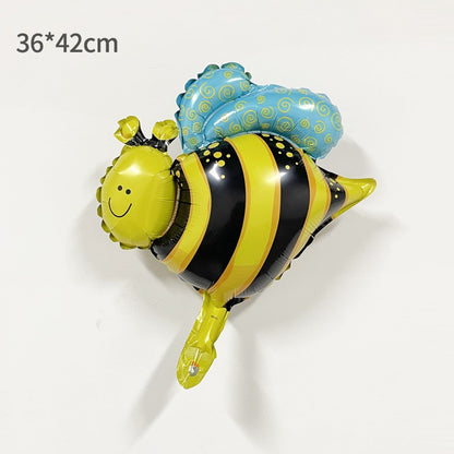 Balon din Folie Metalizata, Mini Figurine, Model Albinuță, 36x42cm, Ambalaj Individual, Pai Inclus, Umflare cu Aer sau Heliu, Multicolor