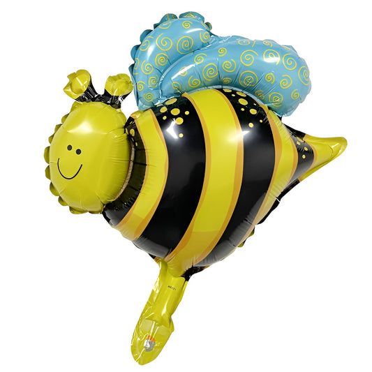 Balon din Folie Metalizata, Mini Figurine, Model Albinuță, 36x42cm, Ambalaj Individual, Pai Inclus, Umflare cu Aer sau Heliu, Multicolor