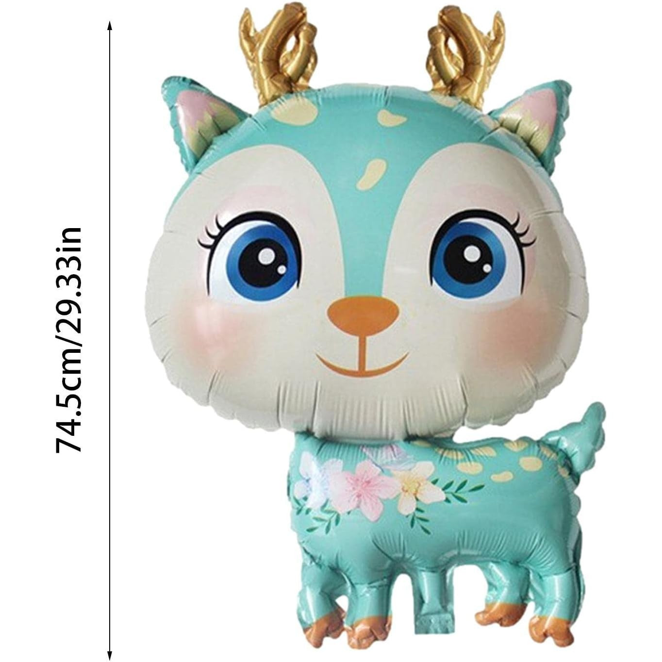 Balon din Folie Metalizata, Mini Figurine, Model Cerb, Tematica Aniversare, 49x74.5 cm, Ambalaj Individual, Pai Inclus, Umflare cu Aer sau Heliu, Albastru