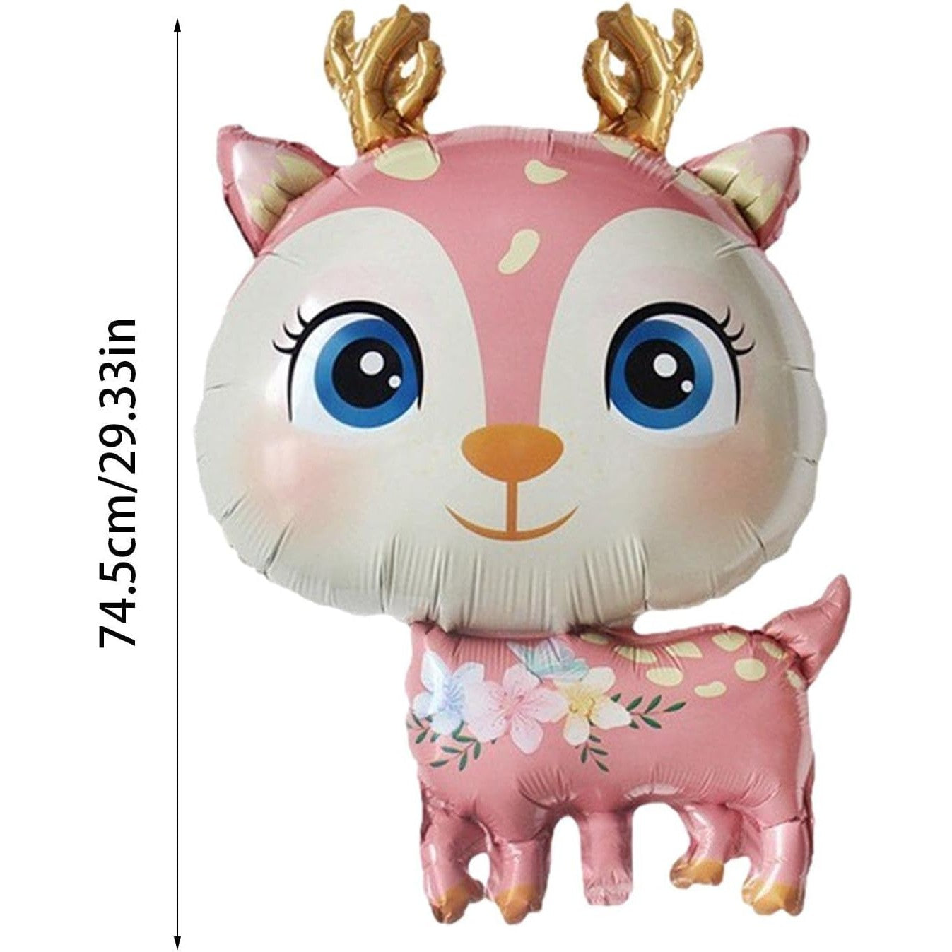 Balon din Folie Metalizata, Mini Figurine, Model Cerb, Tematica Aniversare, 49x74.5 cm, Ambalaj Individual, Pai Inclus, Umflare cu Aer sau Heliu, Roz