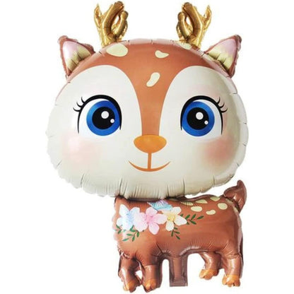 Balon din Folie Metalizata, Mini Figurine, Model Cerb, Tematica Aniversare, 49x74.5 cm, Ambalaj Individual, Pai Inclus, Umflare cu Aer sau Heliu, Maro