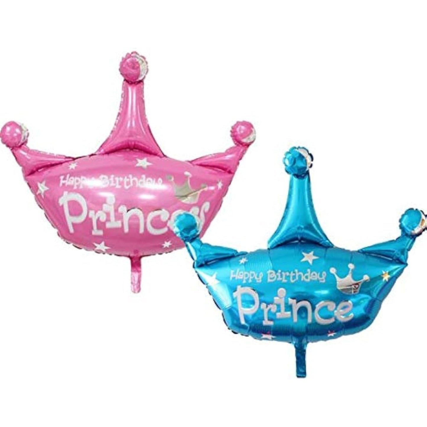 Balon din Folie Metalizata, Mini Figurine, Model Coroana de Printesa, Tematica Aniversare, 42x38 cm, Ambalaj Individual, Pai Inclus, Umflare cu Aer sau Heliu, Roz