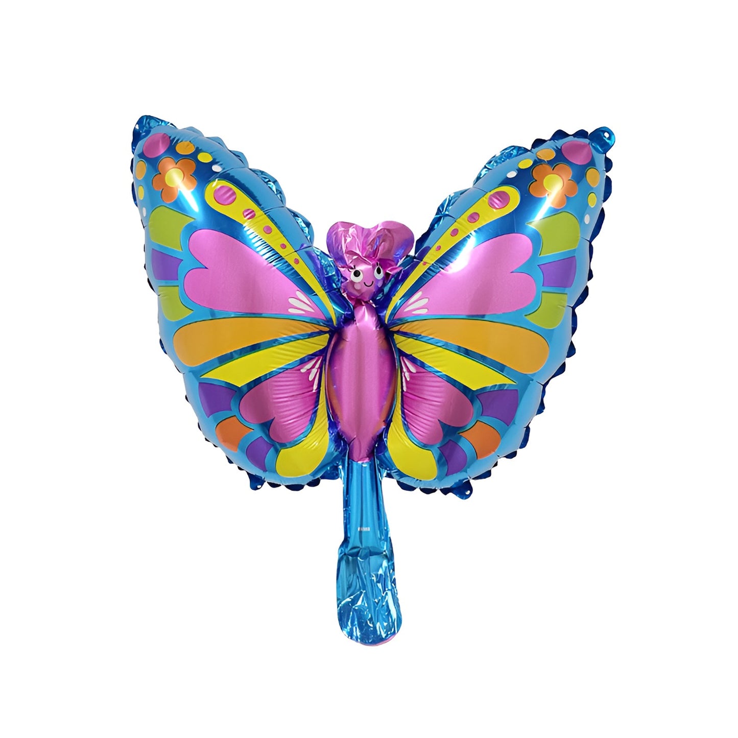 Balon din Folie Metalizata, Mini Figurine, Model Fluturaș, 40x34cm, Ambalaj Individual, Pai Inclus, Umflare cu Aer si Heliu, Multicolor