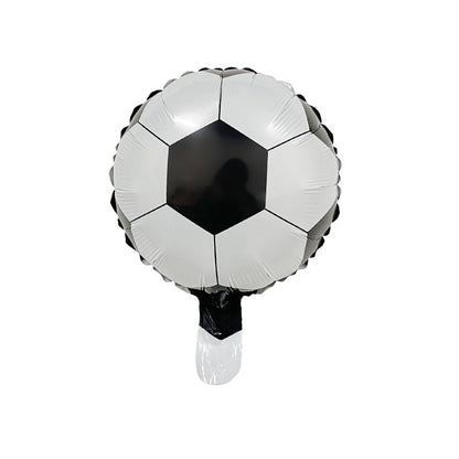 Balon din Folie Metalizata, Mini Figurine, Model Minge de Fotbal, Tematica Aniversare, 30x24 cm, Ambalaj Individual, Pai Inclus, Umflare cu Aer sau Heliu, Alb-Negru