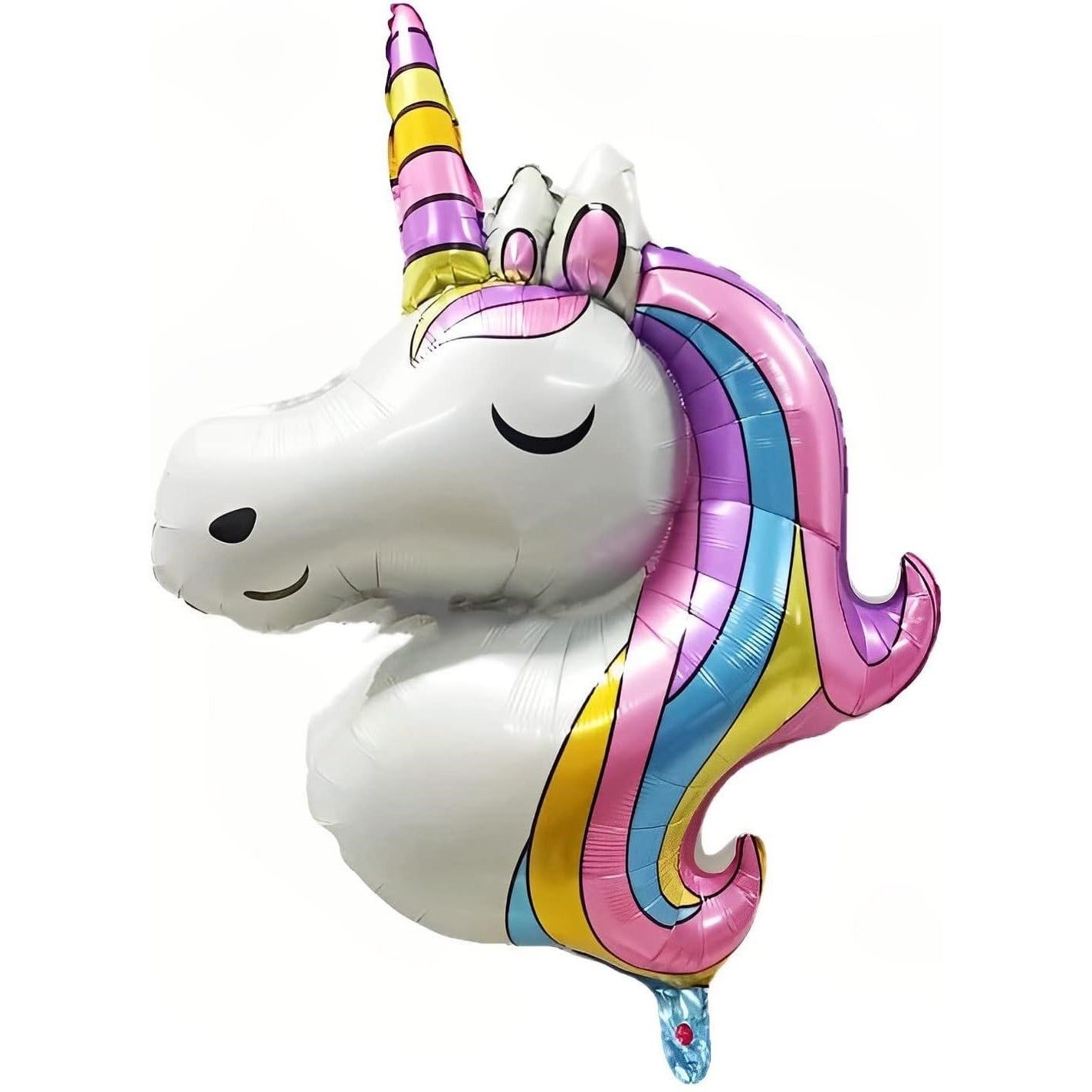 Balon din Folie Metalizata, Mini Figurine, Model Unicorn, Tematica Aniversare, 115x76 cm, Ambalaj Individual, Pai Inclus, Umflare cu Aer sau Heliu, Multicolor