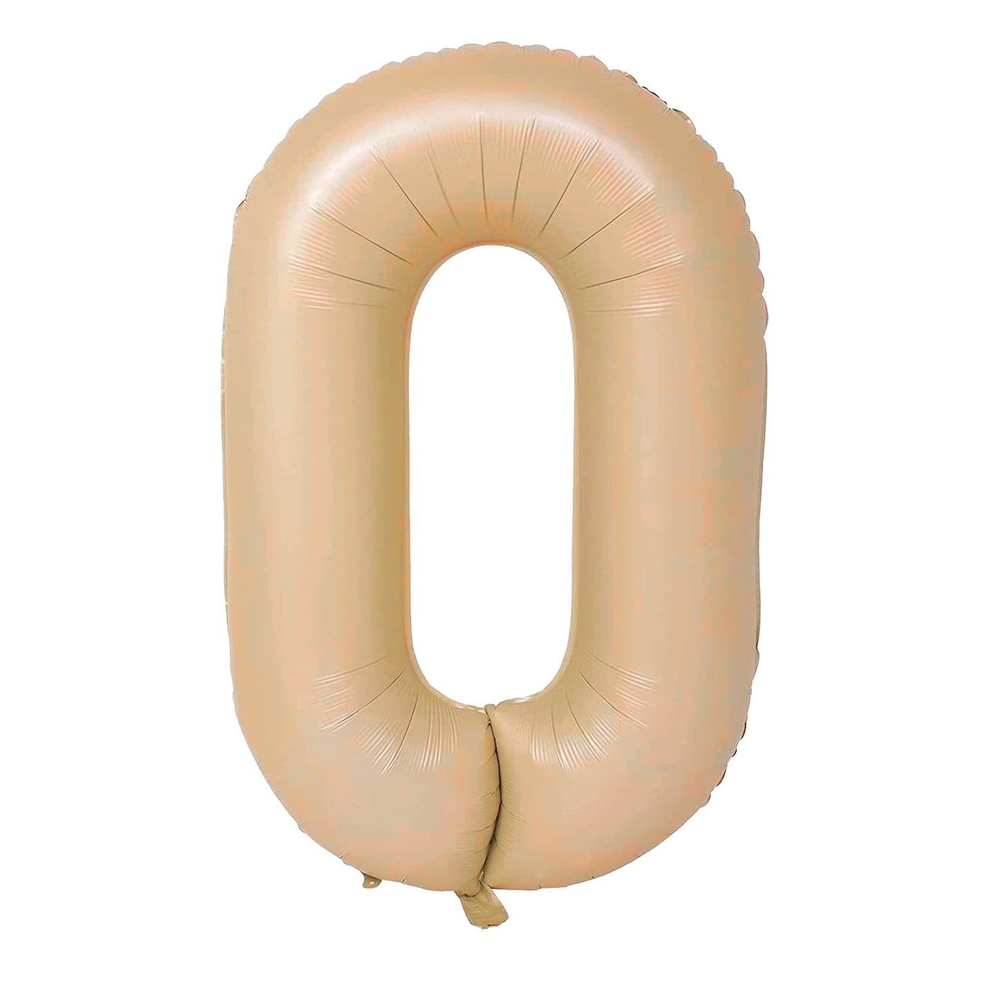 Balon din Folie Metalizata, Model Cifra 0, 100 cm, Ambalaj Individual, Pai Inclus, Crem