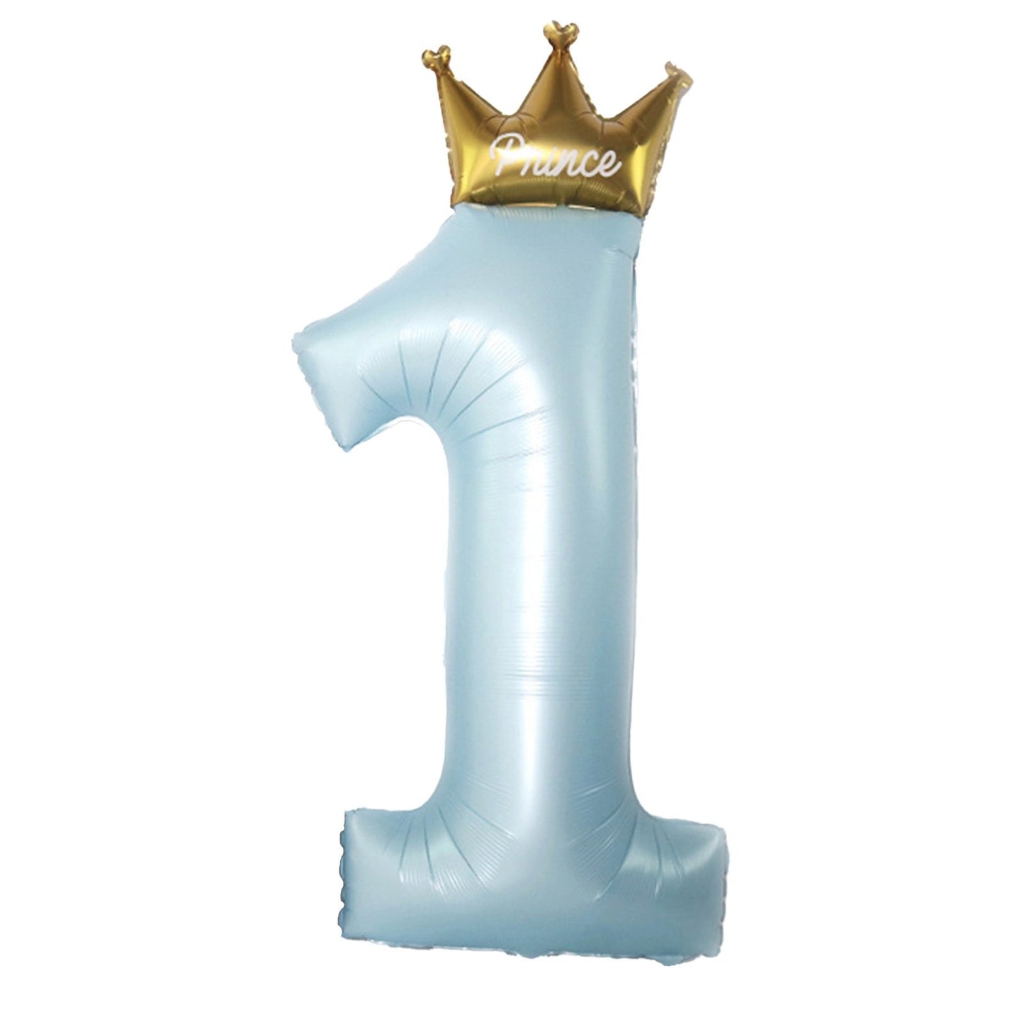 Balon din Folie Metalizata, Figurina Cifra 1, Model Coroana Print, 91 cm, Ambalaj Individual, Pai inclus, Umflare cu Aer sau Heliu, Albastru