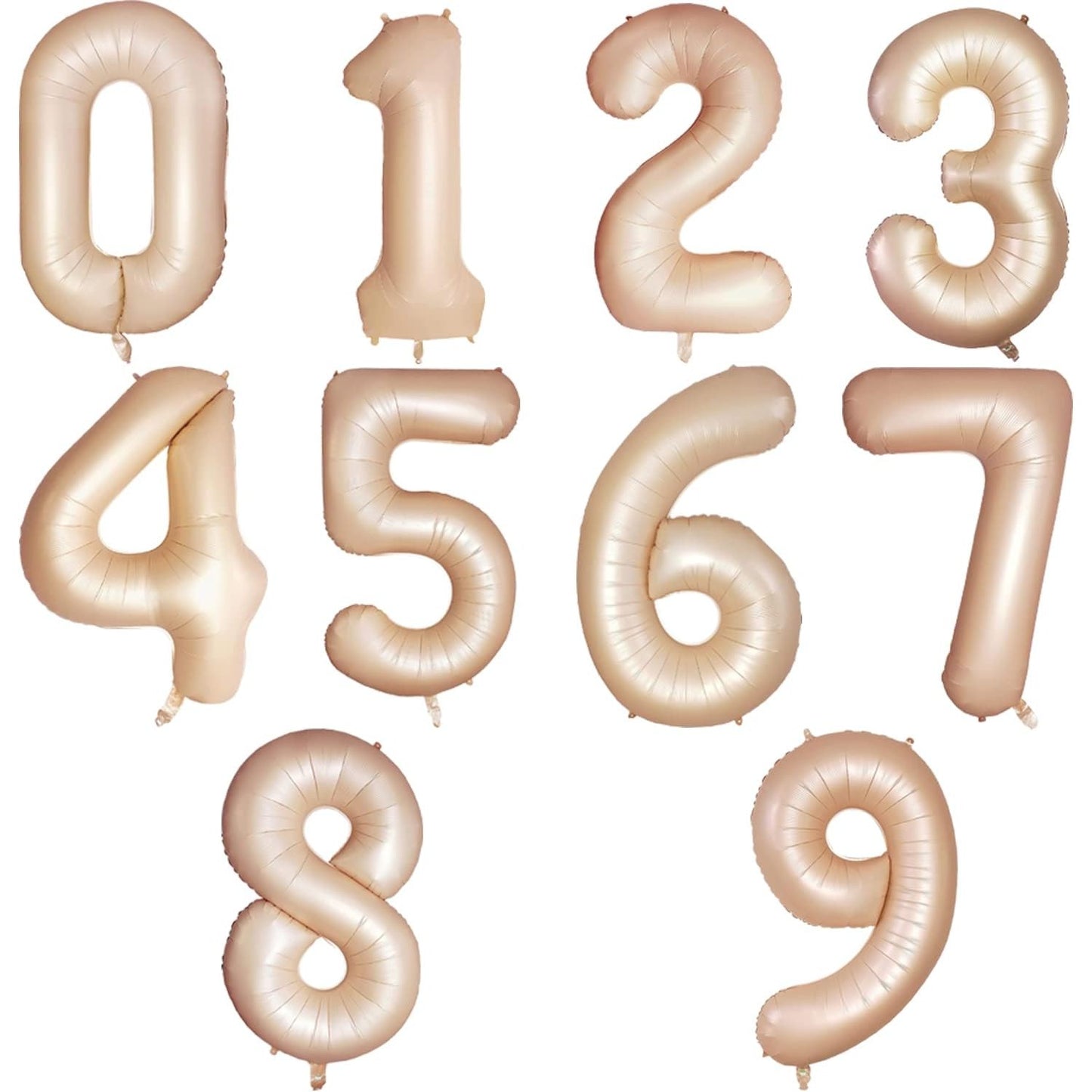 Balon din Folie Metalizata, Figurina Cifra, Model 2, Tema Aniversare 100 cm, Ambalaj Individual, Pai Inclus, Umflare cu Aer sau Heliu, Crem