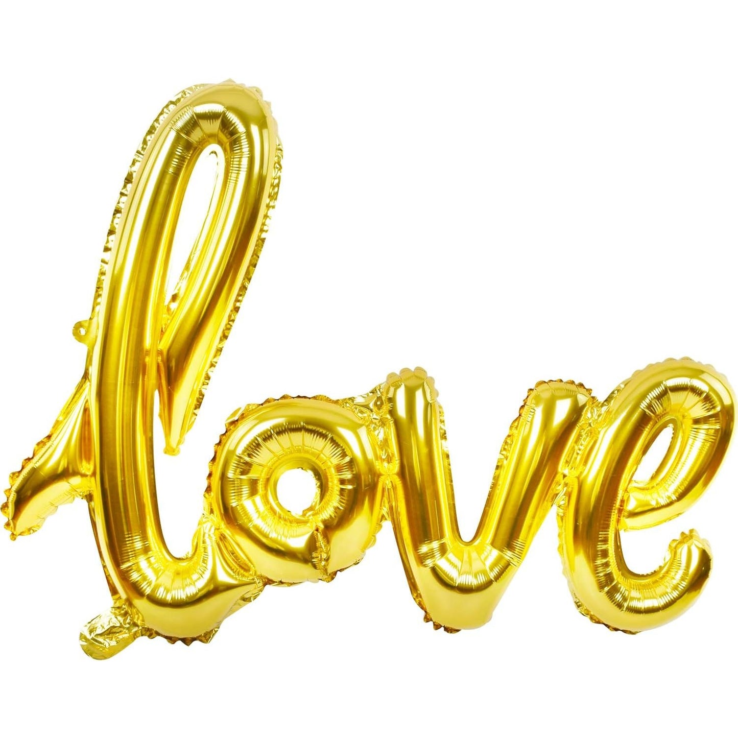 Balon din Folie Metalizata, Model Love scris de mana, 102x65 cm, Tematica Ziua Îndrăgostiților, Ambalaj Individual, Pai Inclus, Umflare cu Aer sau Heliu, Auriu