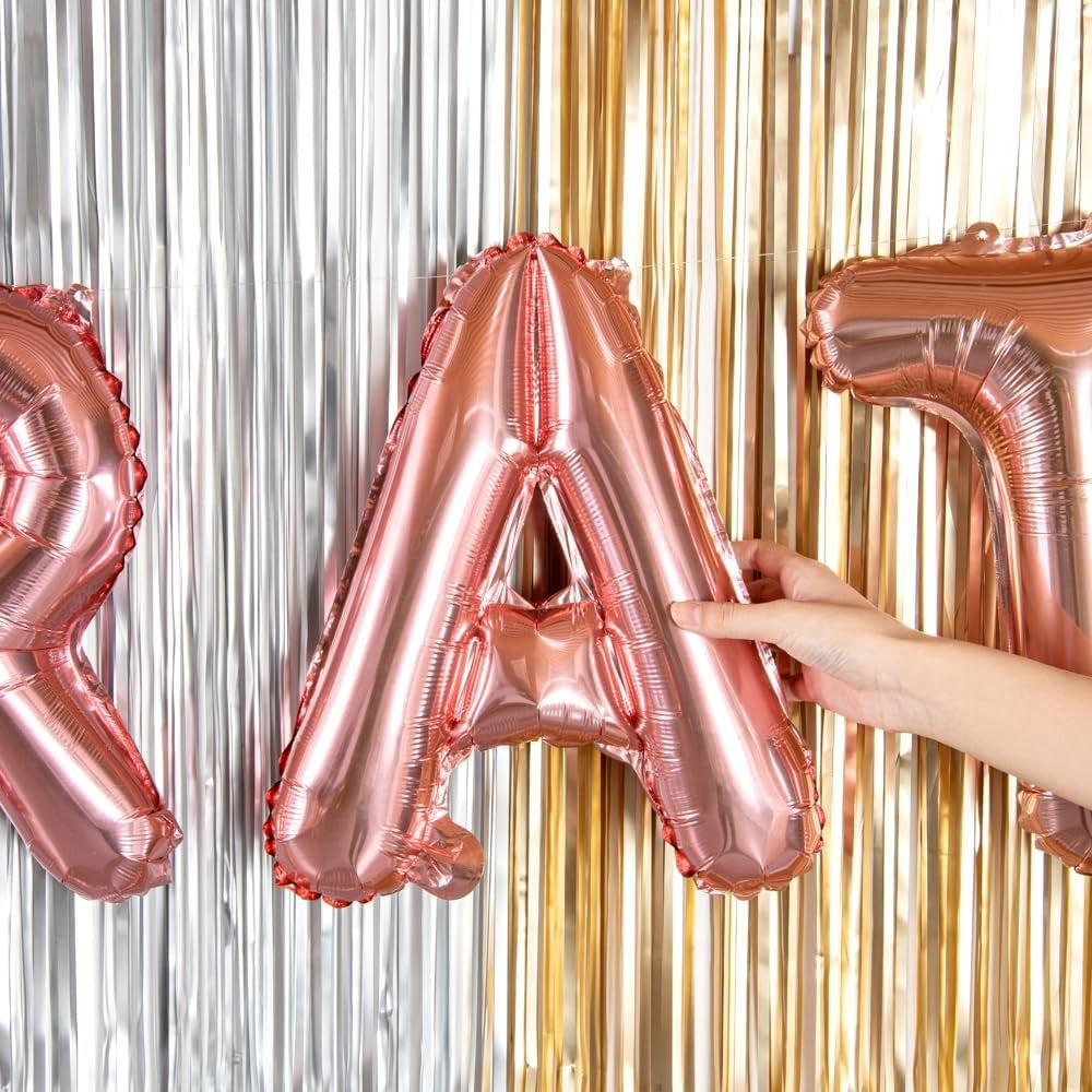 Balon Folie Metalizata Litera A, 40 cm, Umflati cu Heliu sau Aer, Ambalaj Individual, Pai inclus, Rose Gold