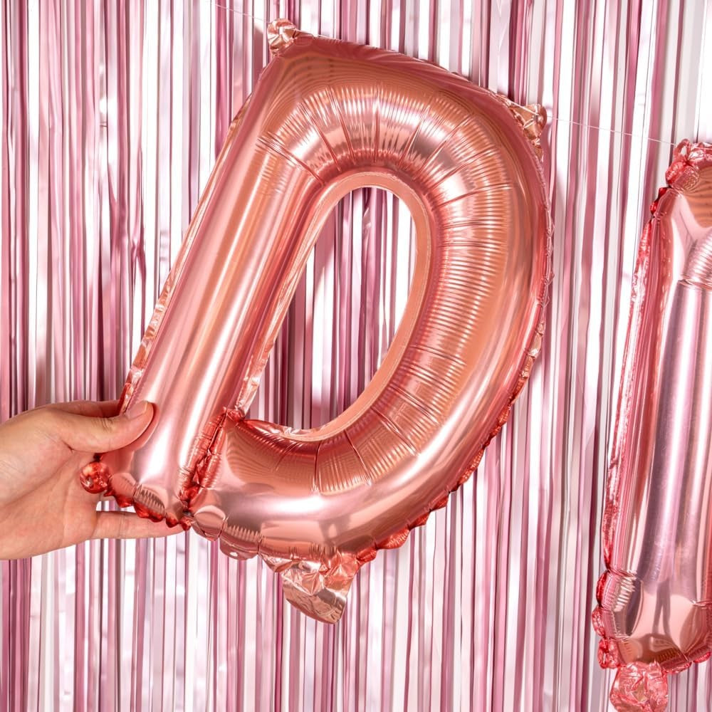 Balon Folie Metalizata Litera D, 40 cm, Umflati cu Heliu sau Aer, Ambalaj Individual, Pai inclus, Rose Gold