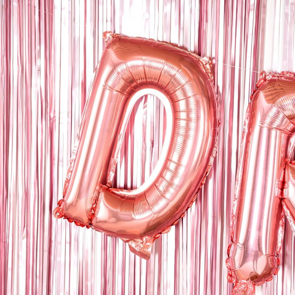 Balon Folie Metalizata Litera D, 40 cm, Umflati cu Heliu sau Aer, Ambalaj Individual, Pai inclus, Rose Gold